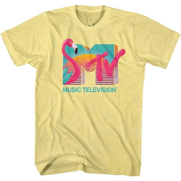 Preston L Tops - Flamingo Logo MTV Music Fan Graphic T-Shirt 81